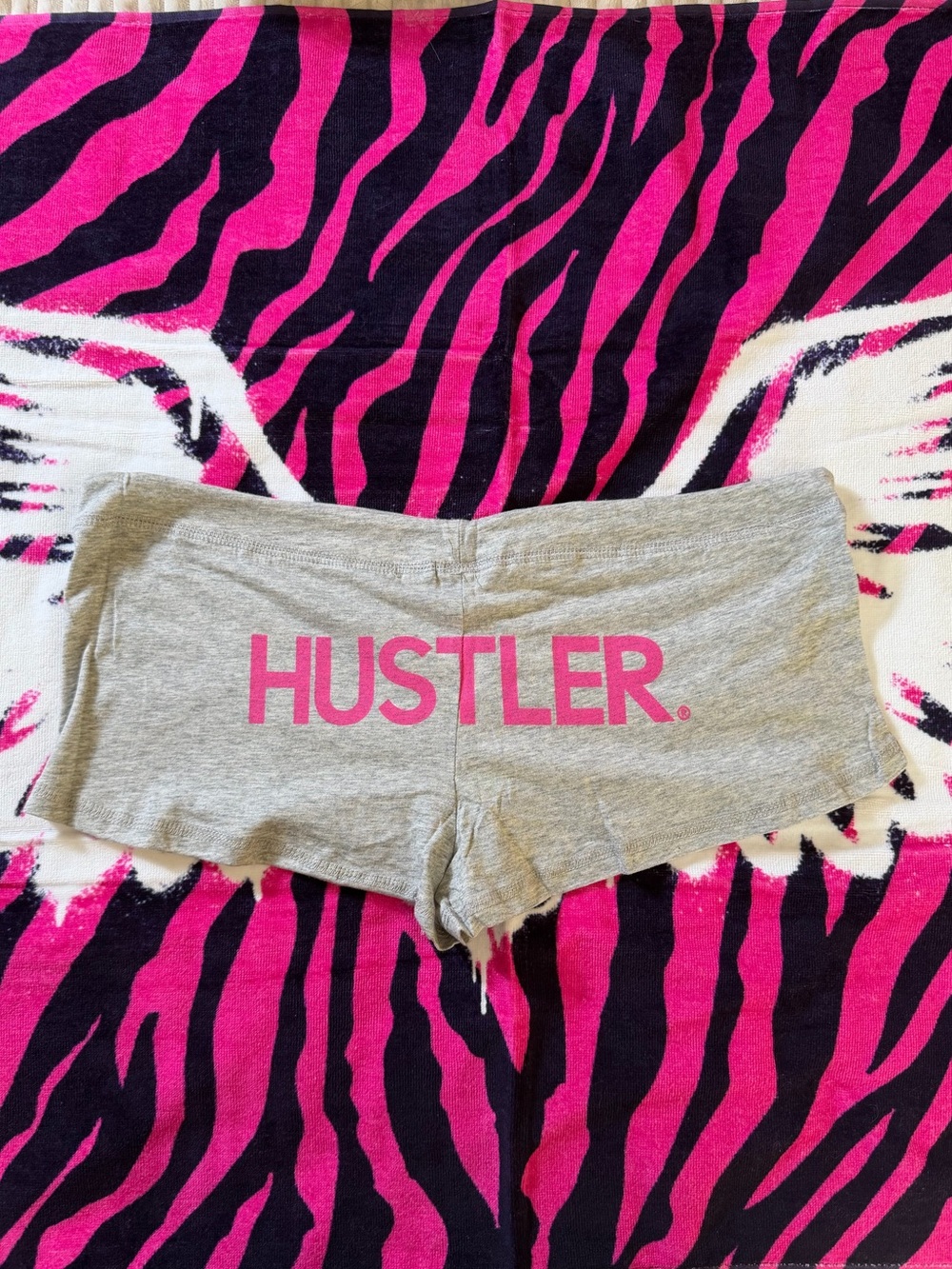 Y2K Hustler Hollywood Gray Shorts with Pink Logo nwt